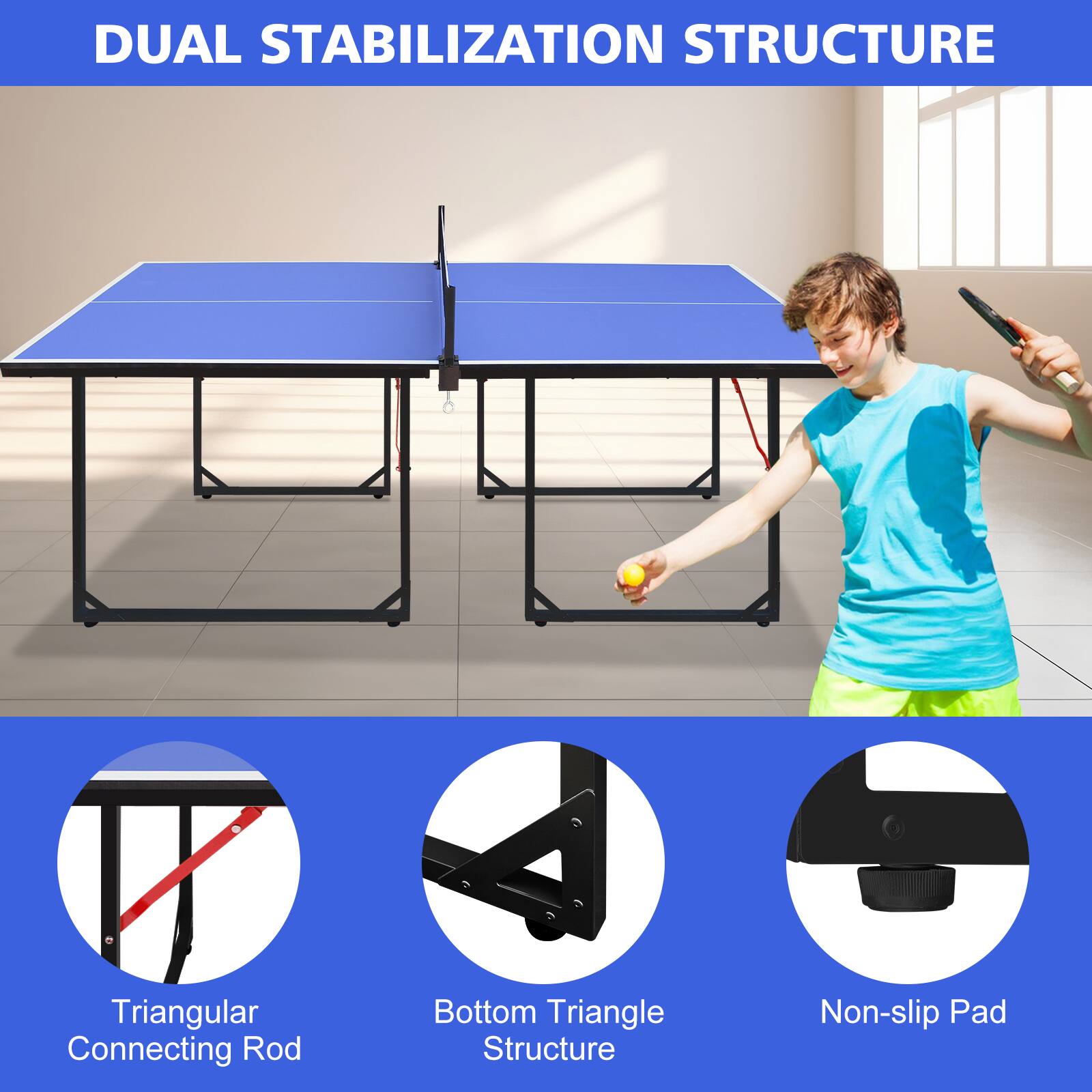 DUAL STABILIZATION STRUCTURE

- Triangular Connecting Rod
- Bottom Triangle Structure
- Non-slip Pad