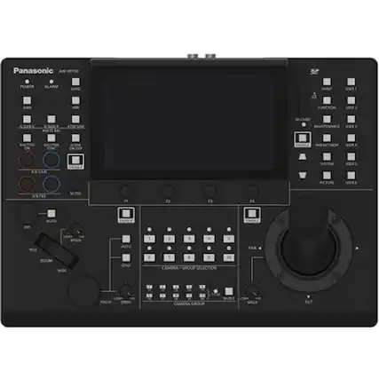 Panasonic AW-P150
POWER ALARM BARS
TUNE
LSERI
ASC
S000E
ATWOCA
S0-CARD
Vna
nLancbe
UneR
LSEKS
IAE
PCTURE
ID
MPTD
F1
F2
1
F4
an
AUTO
10w
SPILD
TELE
ZOOM
-DE
AUTO
Ot
1
2
3
2
CAMERA
GROUP
SELECTION
t0
PAN
FOCUS
CAMERA
GROUP
SELECT
SNED