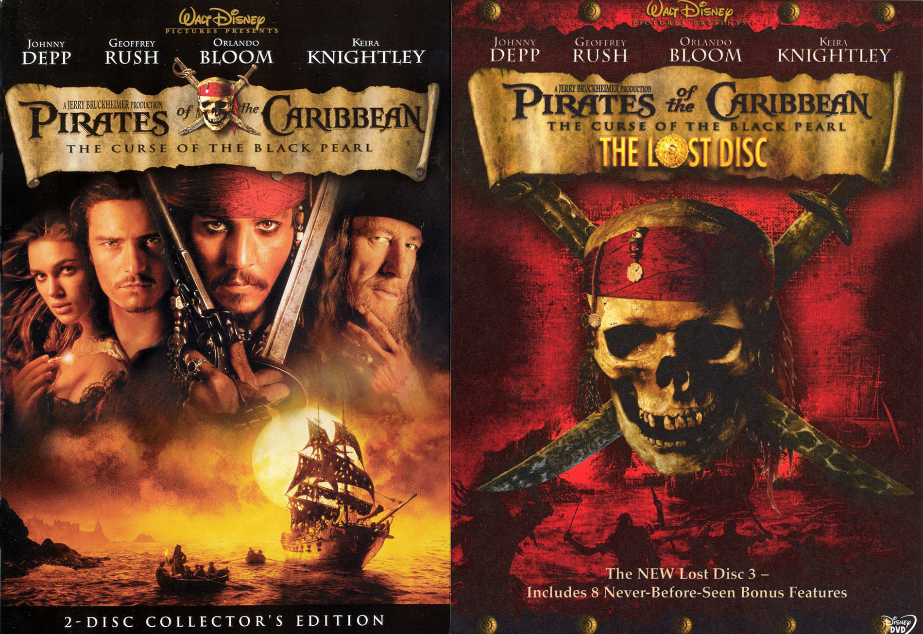 Pirates of the Caribbean: The Curse of the Black Pearl (DVD, 2003, 2-Disc)  New! 786936224306