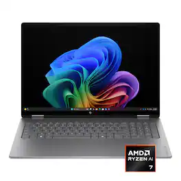 HP - OmniBook X Flip 2-in-1 - 16" 2K OLED Touchscreen Laptop - AMD Ryzen AI 7 445 (2026) - 16GB Memory - 1TB SSD - Copilot+ - Meteor Silver