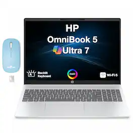 HP - Upgraded - OmniBook 5 Laptop 16.0 WUXGA Display (Ultra 7-255U, 16GB, 512GB SSD, Win 11 Pro) w/Dockztorm Wireless Mouse - Glacier Silver