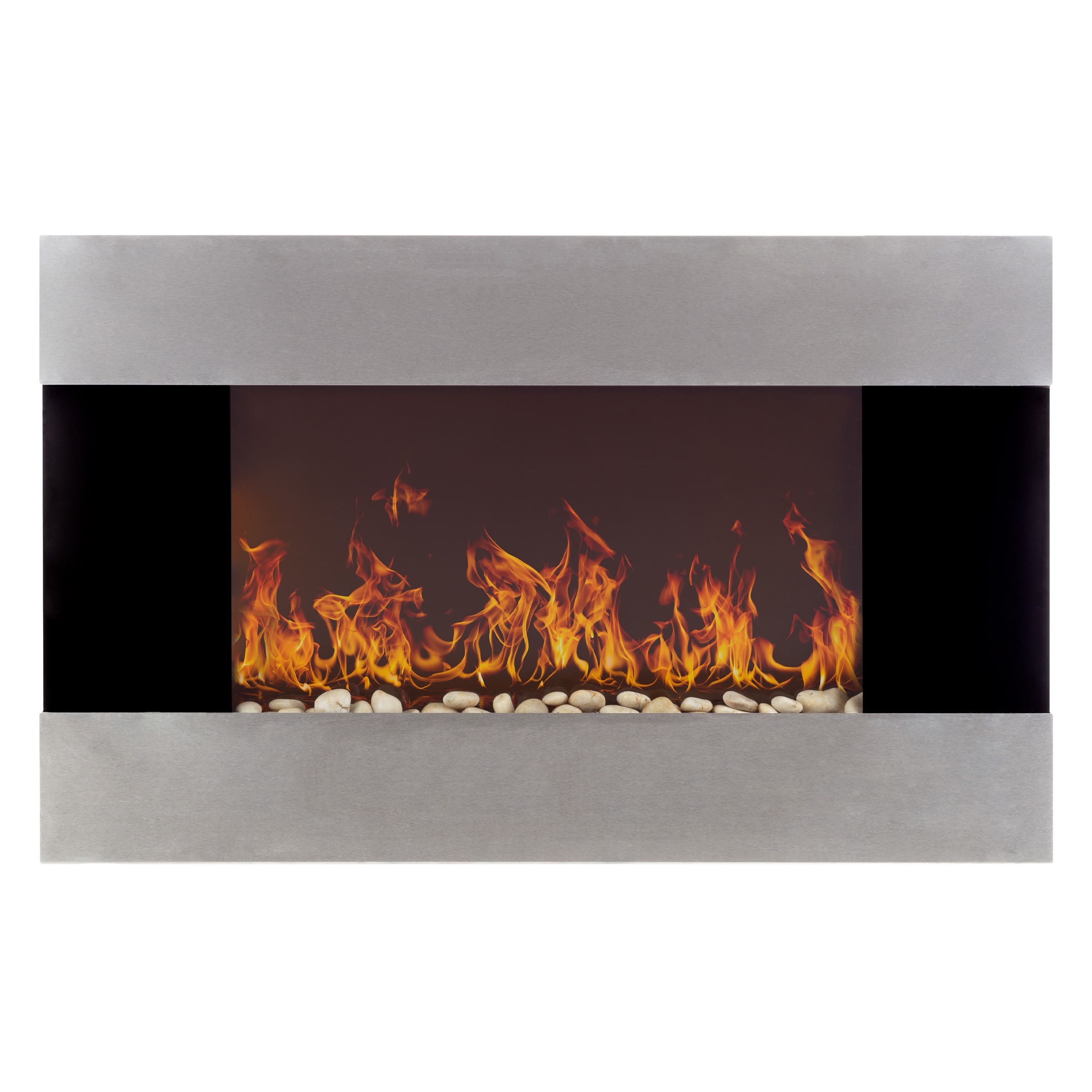Northwest - Wall Mount Electric Fireplace, Silver - Black