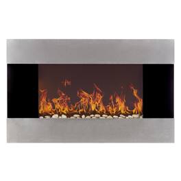 Northwest - Wall Mount Electric Fireplace, Silver - Black