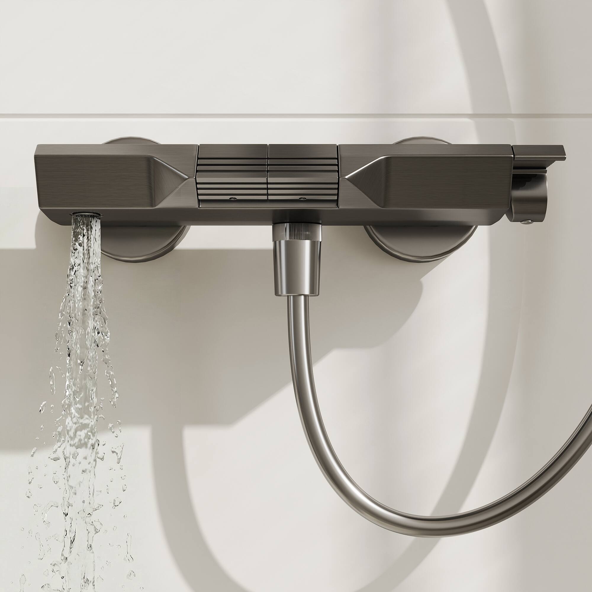 Alt View 7. Famapy - Adjustable Shower System with 2-Function Piano Button Control, Height Adjustable Handheld Shower Set - Gunmetal Gray.