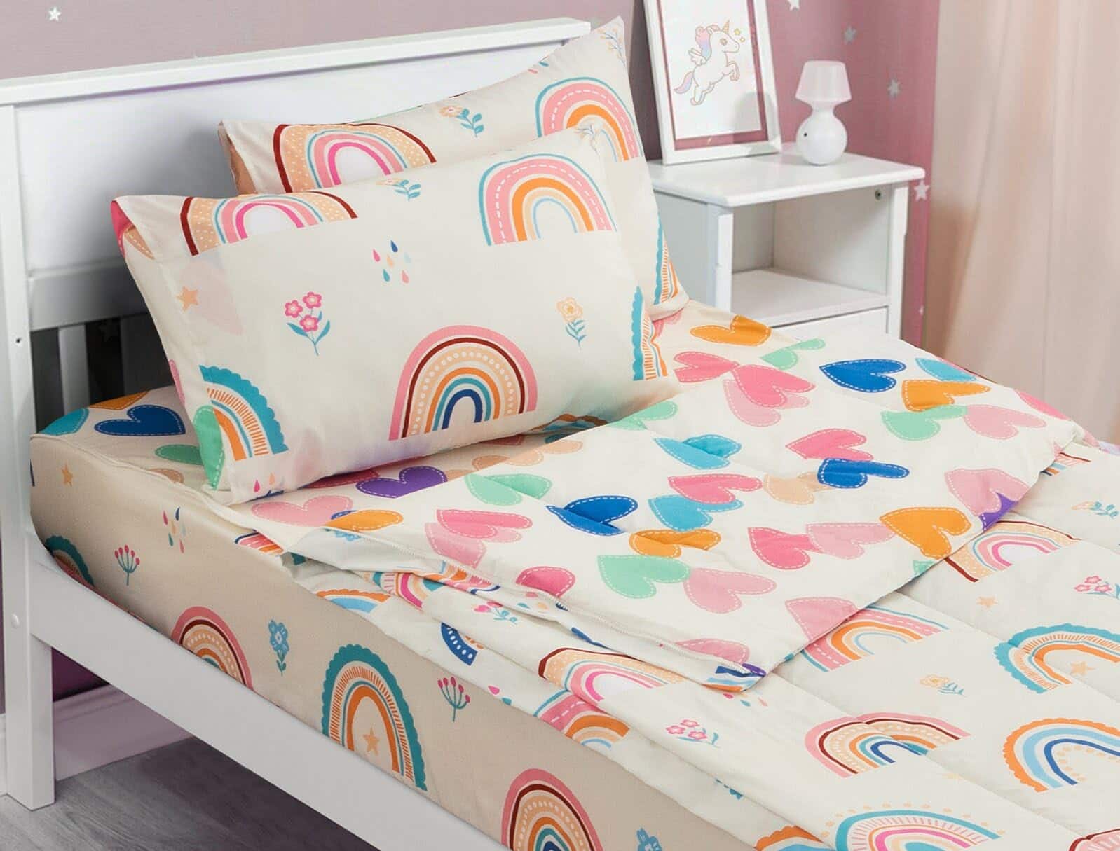 NICHOLAS KLEIN - Comforter Sets Zipper Bedding Set For Rainbow Flower All In One Bedding - Beige Twin