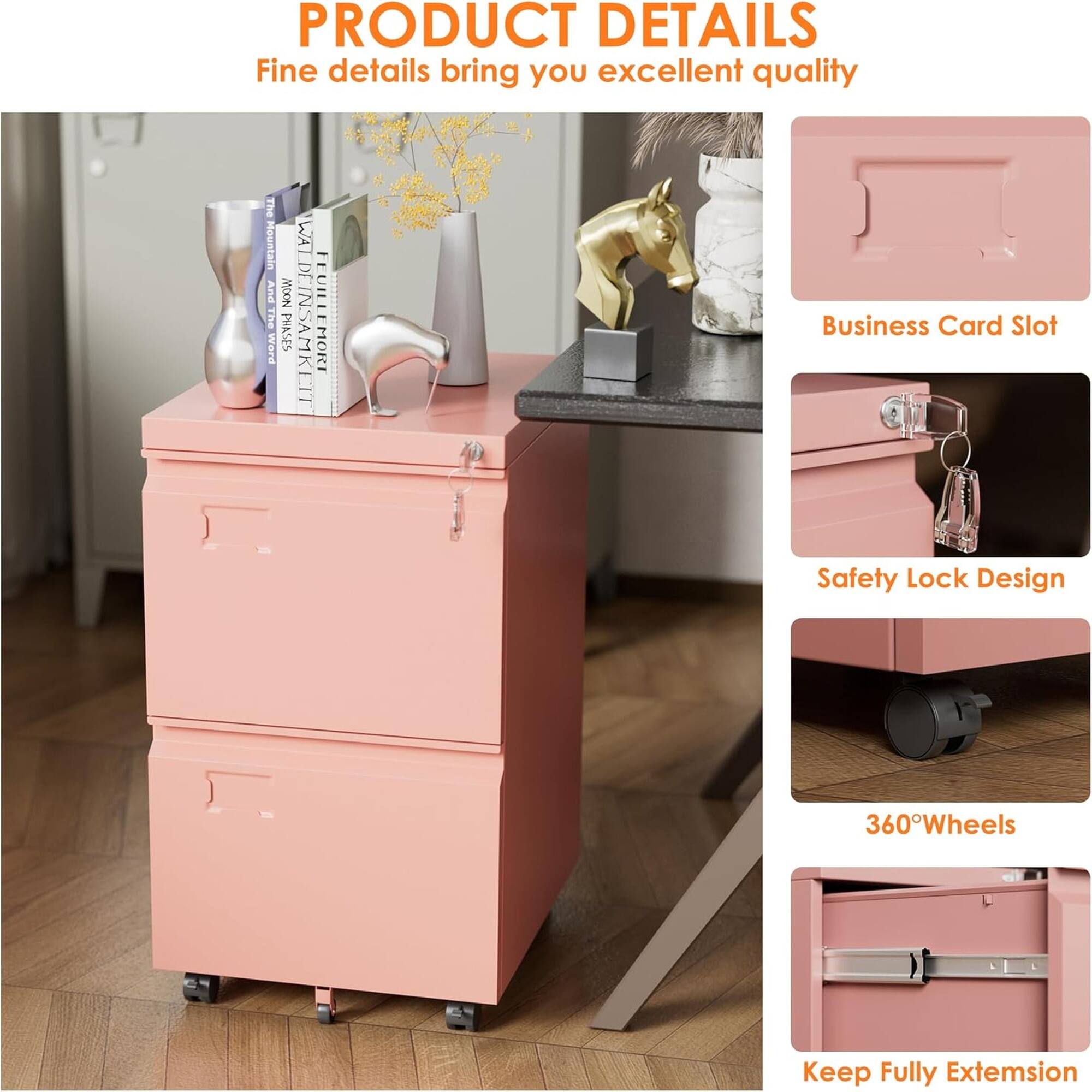 PRODUCT DETAILS  
Fine details bring you excellent quality  

- Business Card Slot  
- Safety Lock Design  
- 360° Wheels  
- Keep Fully Extension
