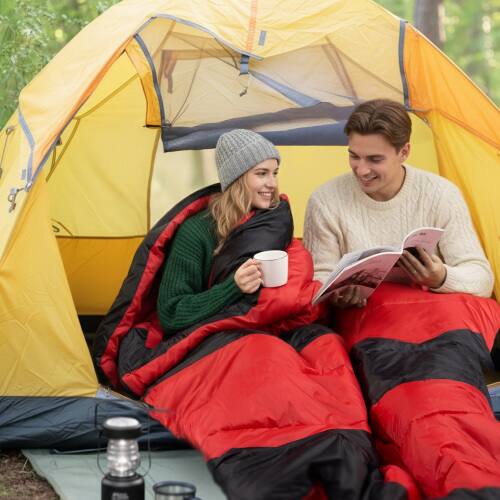 Alt View 8. Winado - Compact Envelope Weather Sleeping Bag for Outdoor Backpacking, Hiking, Camping - Red.