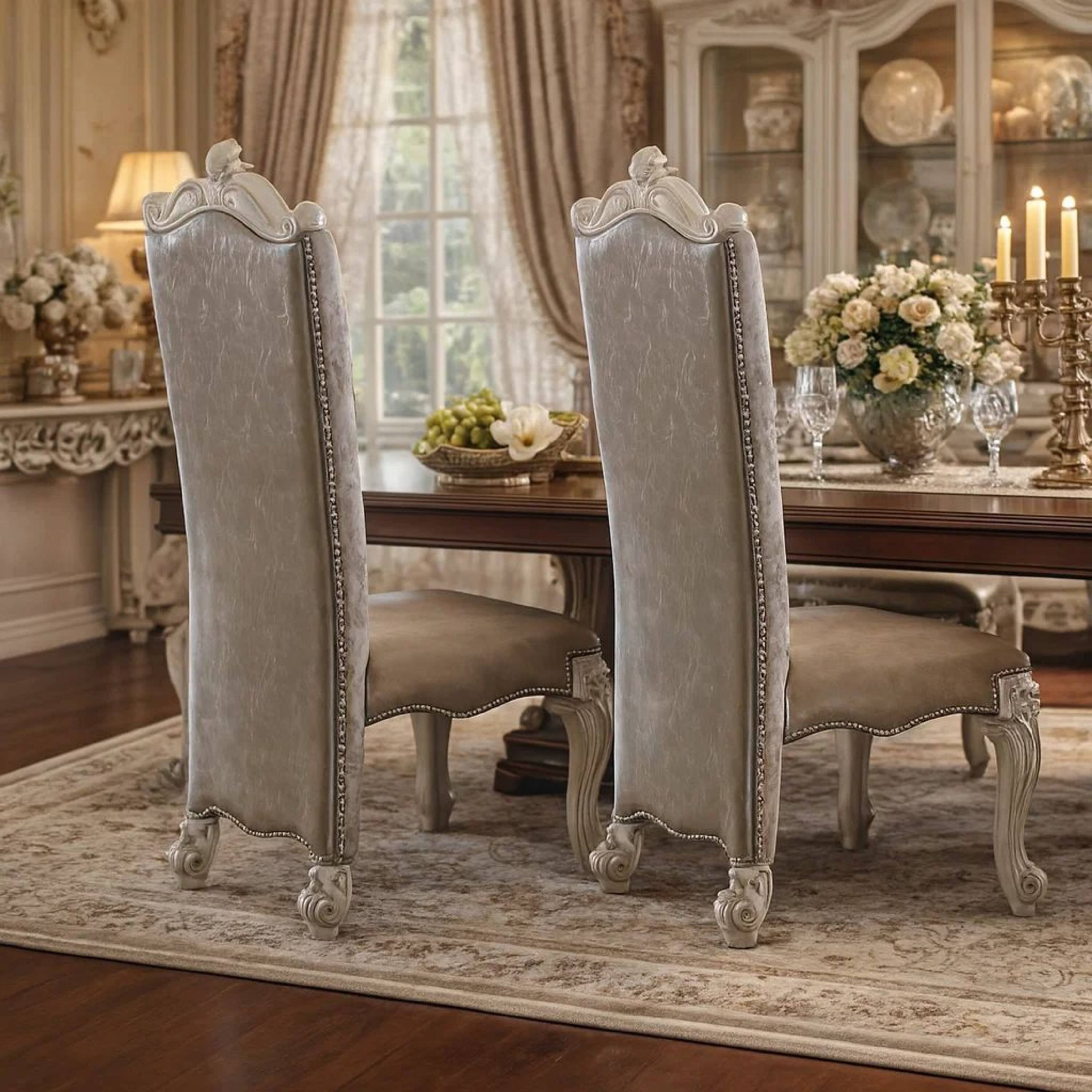 Alt View 5. Manhattan Lane - 27 Inch Wide Dining Side Chair, Faux Leather, Set of 2 - White.