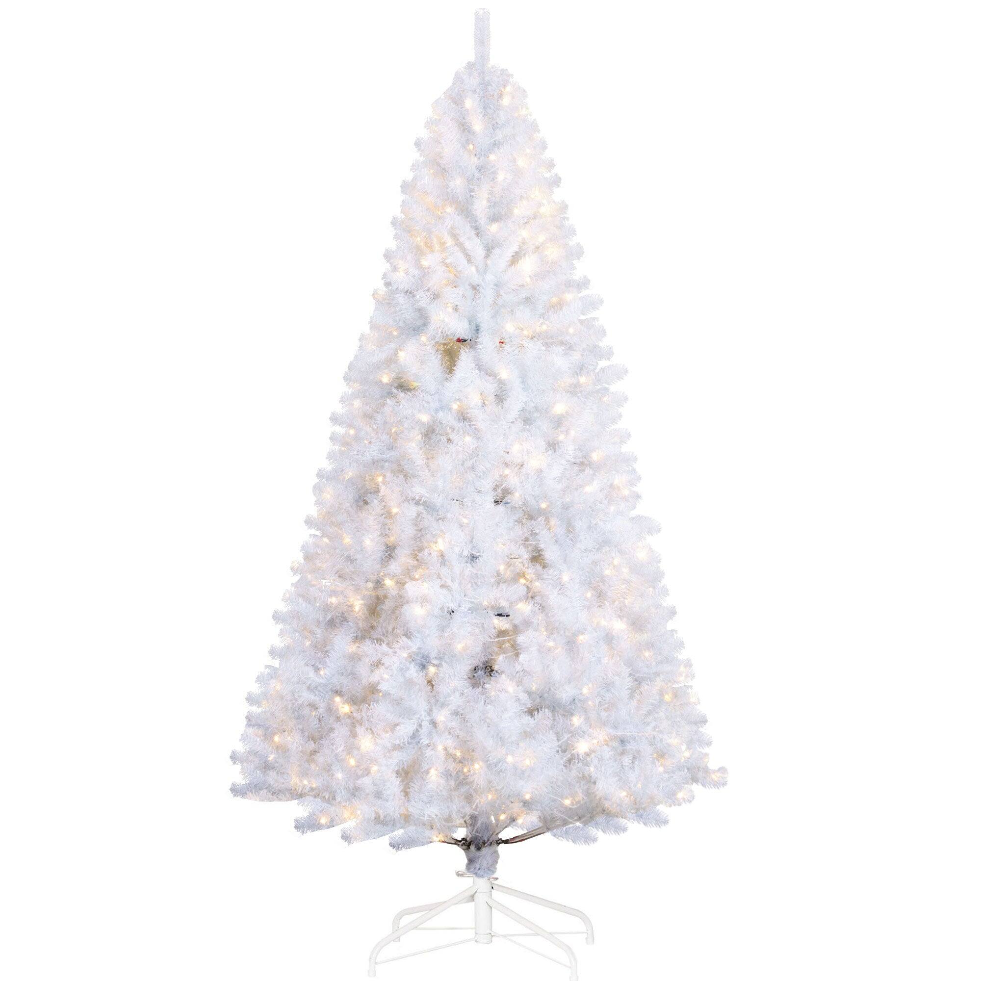 Alt View 5. BreeBe - 7.5 ft Tall Prelit Christmas Tree Douglas Fir Artificial Christmas Tree with Realistic Branches - White.