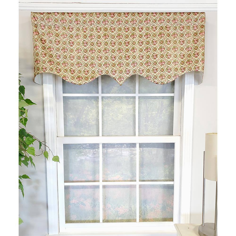 Angle. RLF Home - RLF Home Florida Regal 3" Rod Pocket Lining Luxurious and Elegant Window Treatment Valance 50" x 17" Sage - Sage.