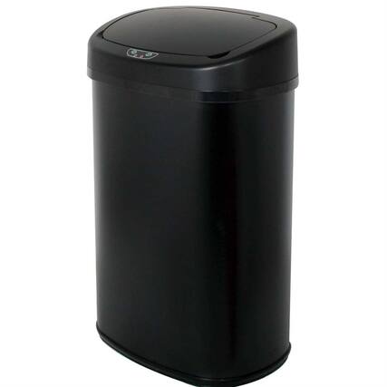 Front. Hivvago - Black 13-Gallon Kitchen Trash Can with Touch Free Motion Sensor Lid - black.