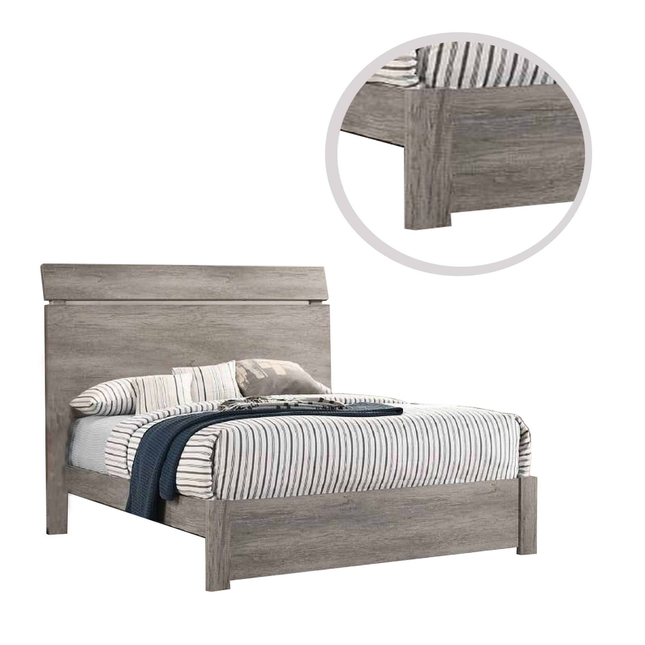 Alt View 2. Manhattan Lane - Posy Platform Queen Size Bed with Split Headboard - Gray.