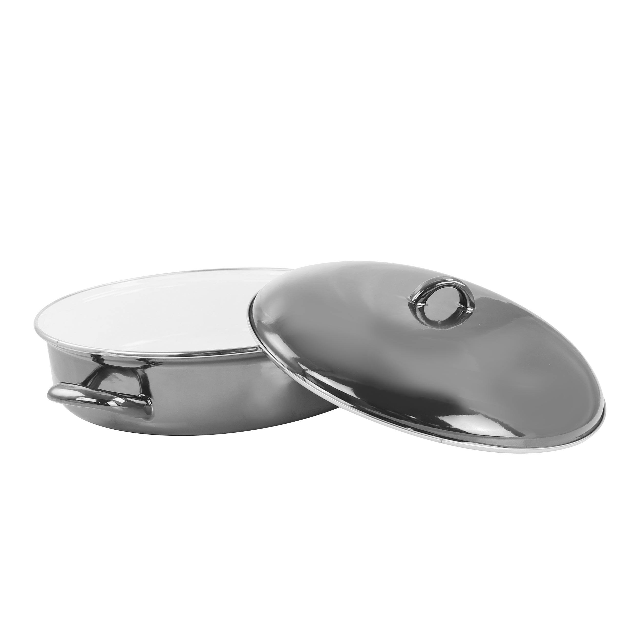 Alt View 1. Gibson - Gibson Home 5 Quart Gray Enamel on Steel Braiser Pan with Lid - Grey.