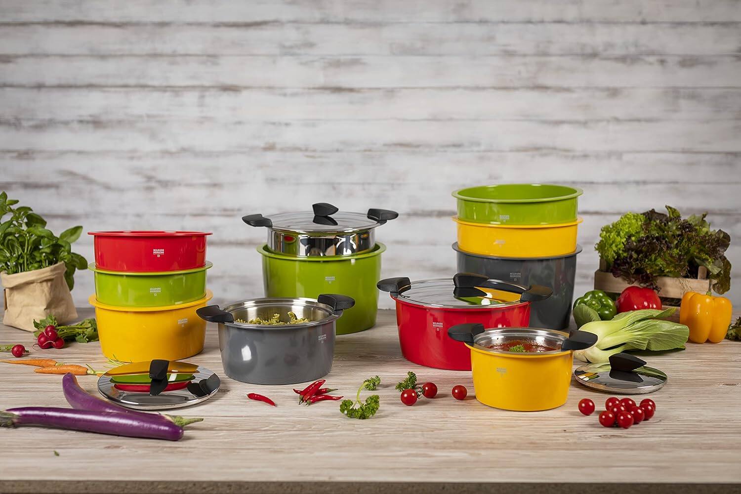 Alt View 5. Kuhn Rikon - Hotpan Stainless Steel Cooking Pot with Insulated Bowl, 1-Quart, Red - Red.
