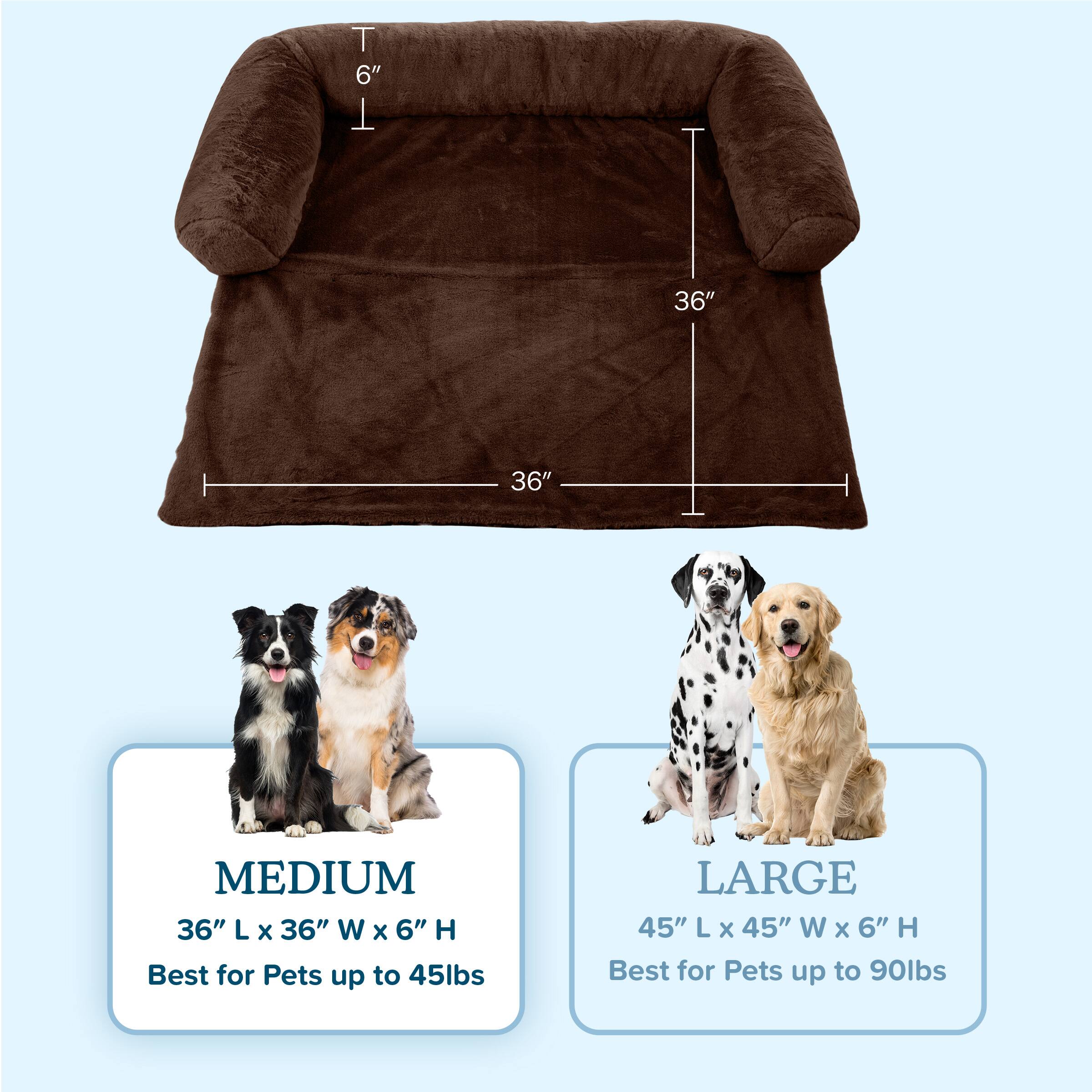 MEDIUM  
36" L x 36" W x 6" H  
Best for Pets up to 45lbs  

LARGE  
45" L x 45" W x 6" H  
Best for Pets up to 90lbs