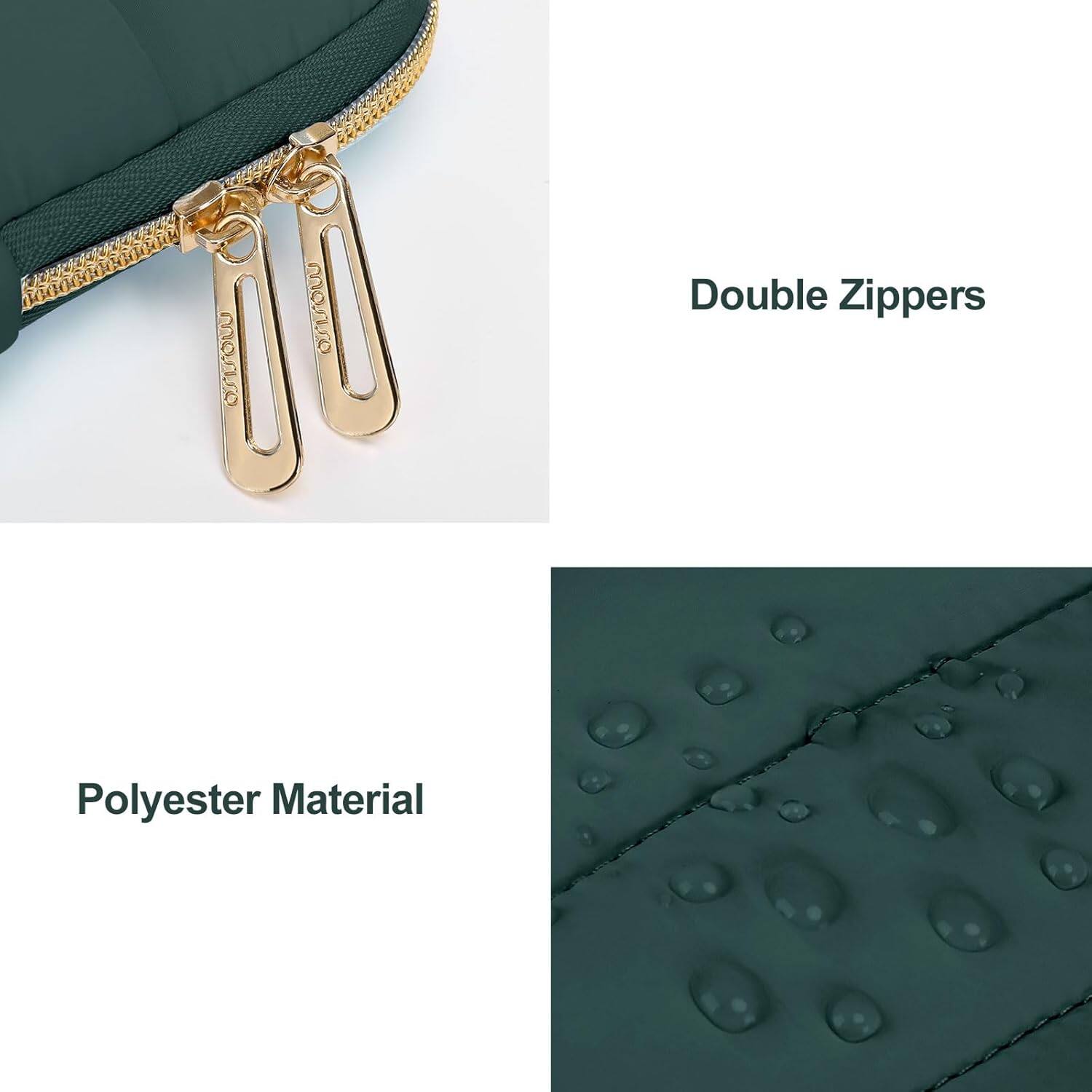 - Double Zippers
- Polyester Material