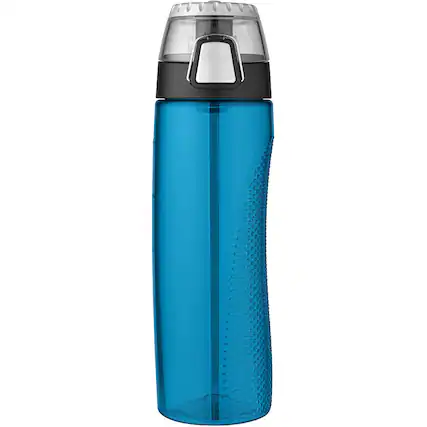 Front. Thermos - Thermos 24 oz. Tritan Flip-Cap Water Bottle with Rotating Meter - Teal - Teal.