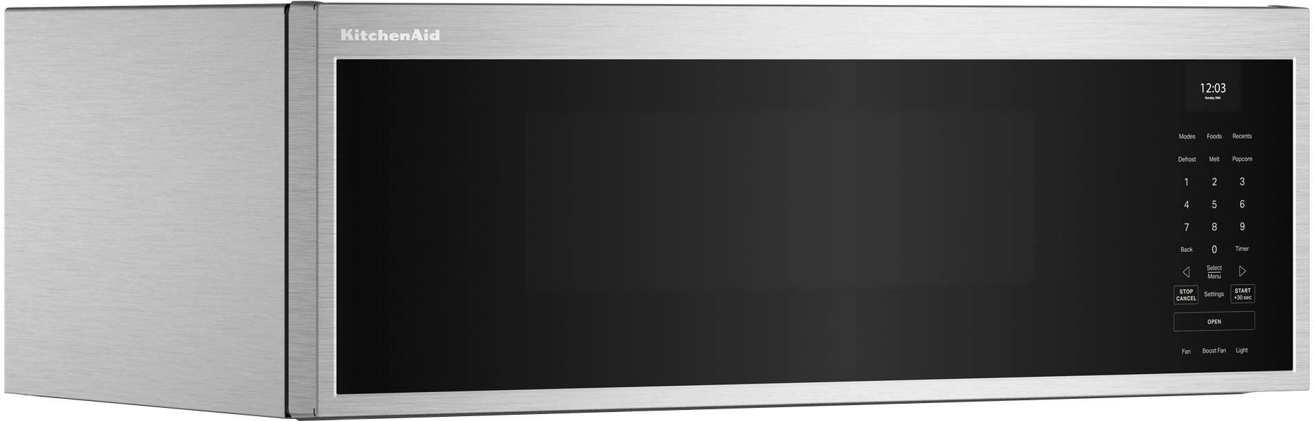 KitchenAid 12:03 -ades Foods Recents Defrost Mall Pupcom 1 2 3 4 5 E J 8 5 Back D Timer Select - STOP START Settings CANCEL -0- OPEN Fan Bust Tan Light