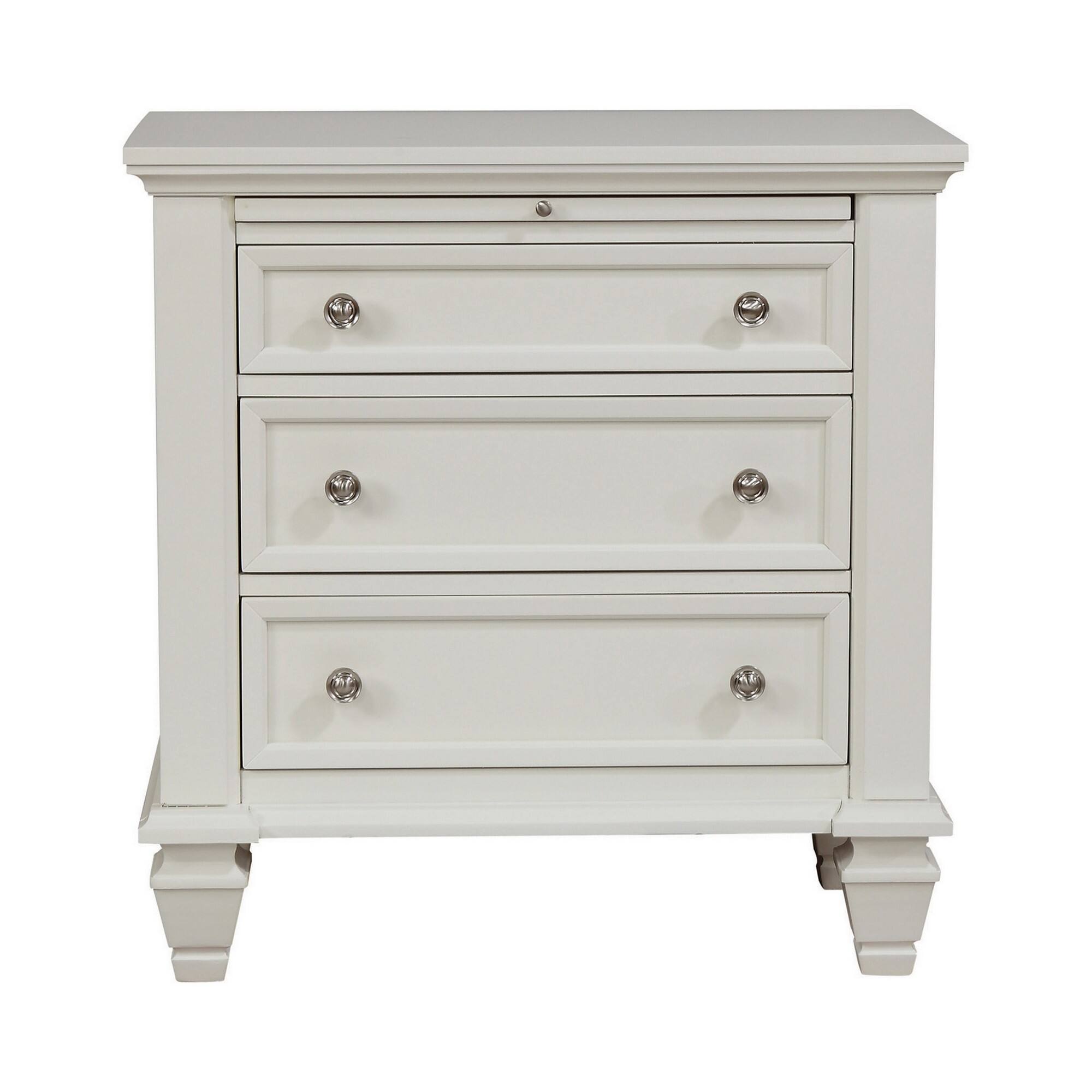 Manhattan Lane Lila 30 Inch Nightstand with Slide Out Tray, Felt Lined ...