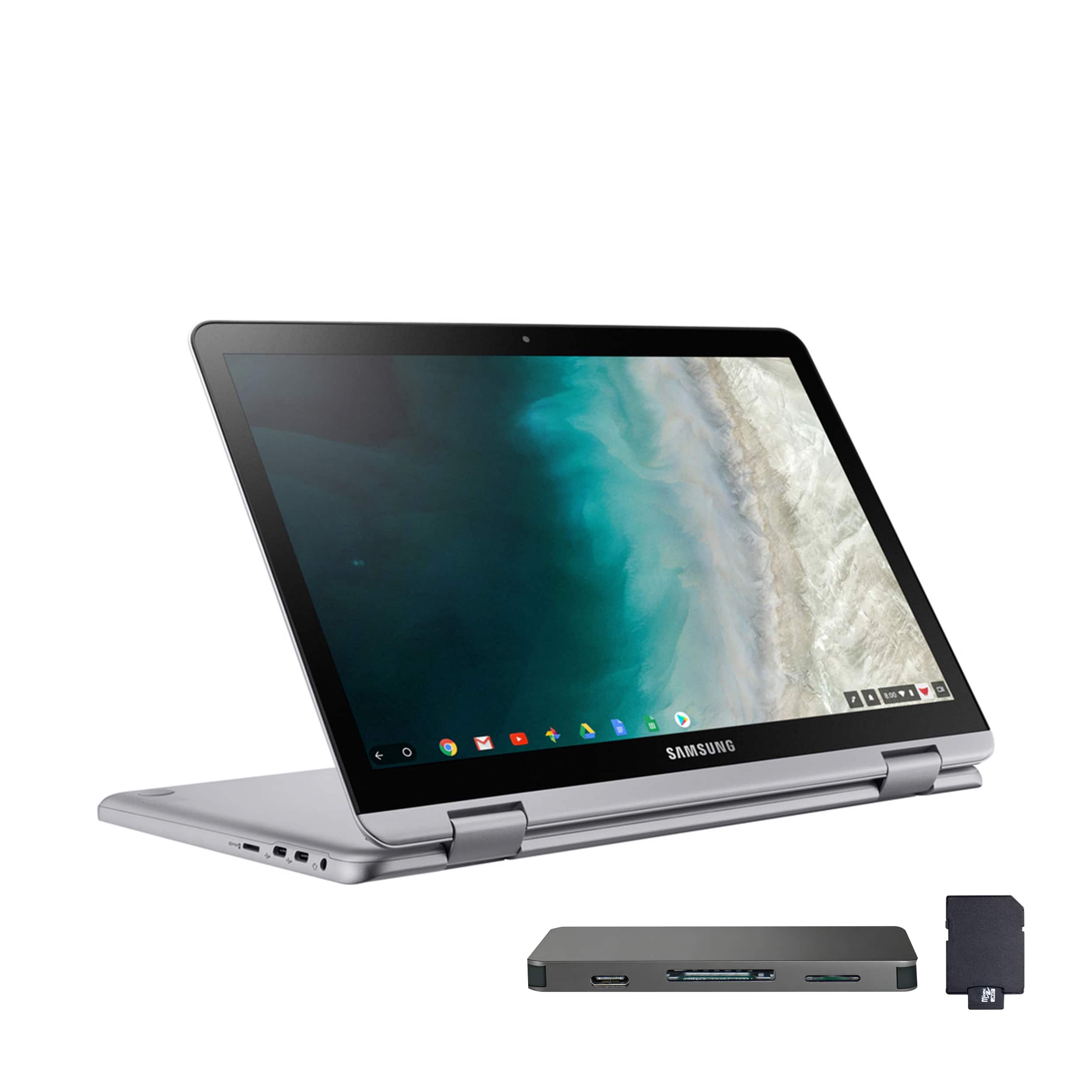 Front. Samsung - Samsung 12.2" FHD 2-in-1 Touch Laptop,Intel Celeron 3965Y,4GB RAM,64GB eMMc+160GB Dock Set,Pen＆Mouse,Chrome OS,Silver - Silver.