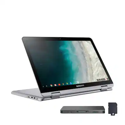 Front. Samsung - Samsung 12.2" FHD 2-in-1 Touch Laptop,Intel Celeron 3965Y,4GB RAM,64GB eMMc+160GB Dock Set,Pen&Mouse,Chrome OS,Silver - Silver.