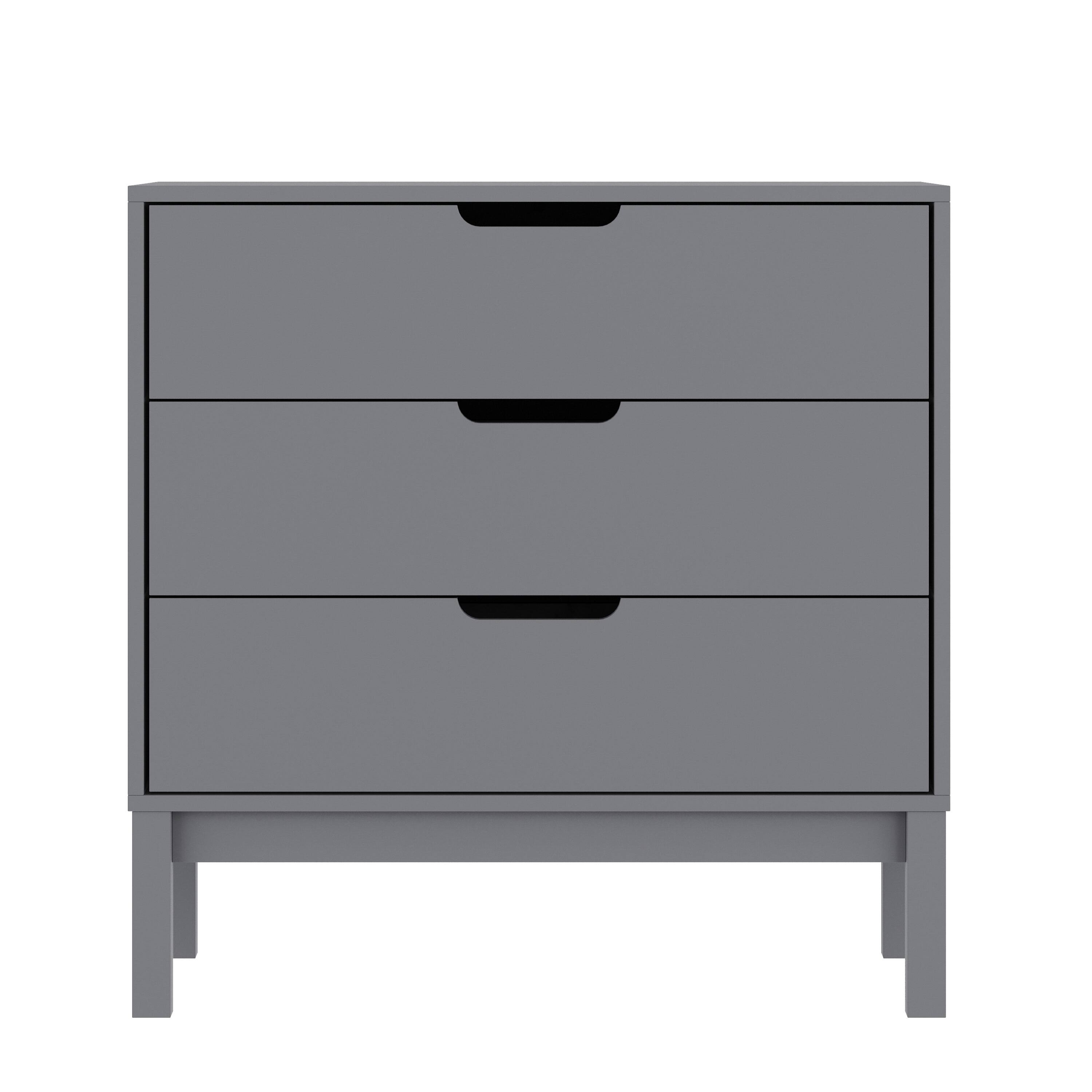 Alt View 7. Emma + Oliver - Samuel Kids Triple-Drawer Dresser with Solid Wood Frame, Chest of Drawers for Kids Bedroom - Gray.