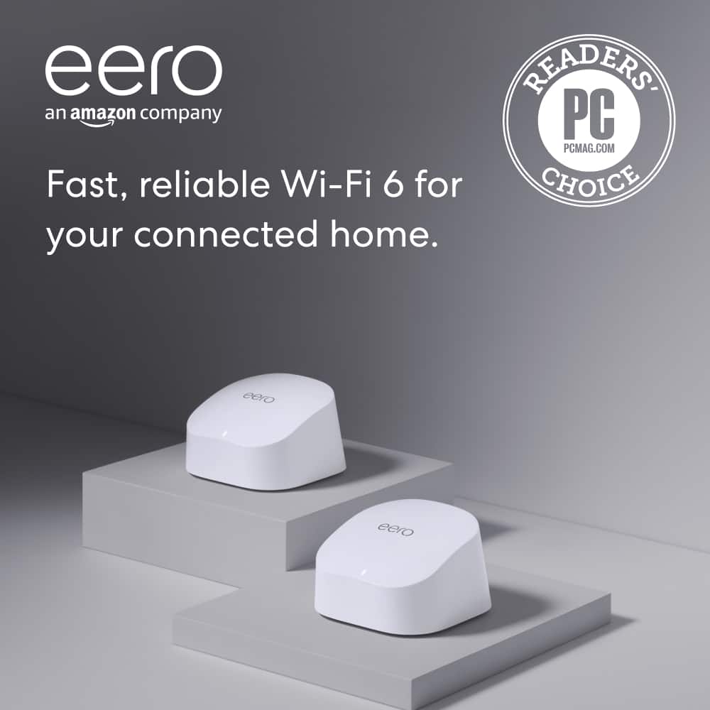eero - 6 AX1800 Dual-Band Mesh Wi-Fi 6 System (2-pack) - White - Angle_Zoom