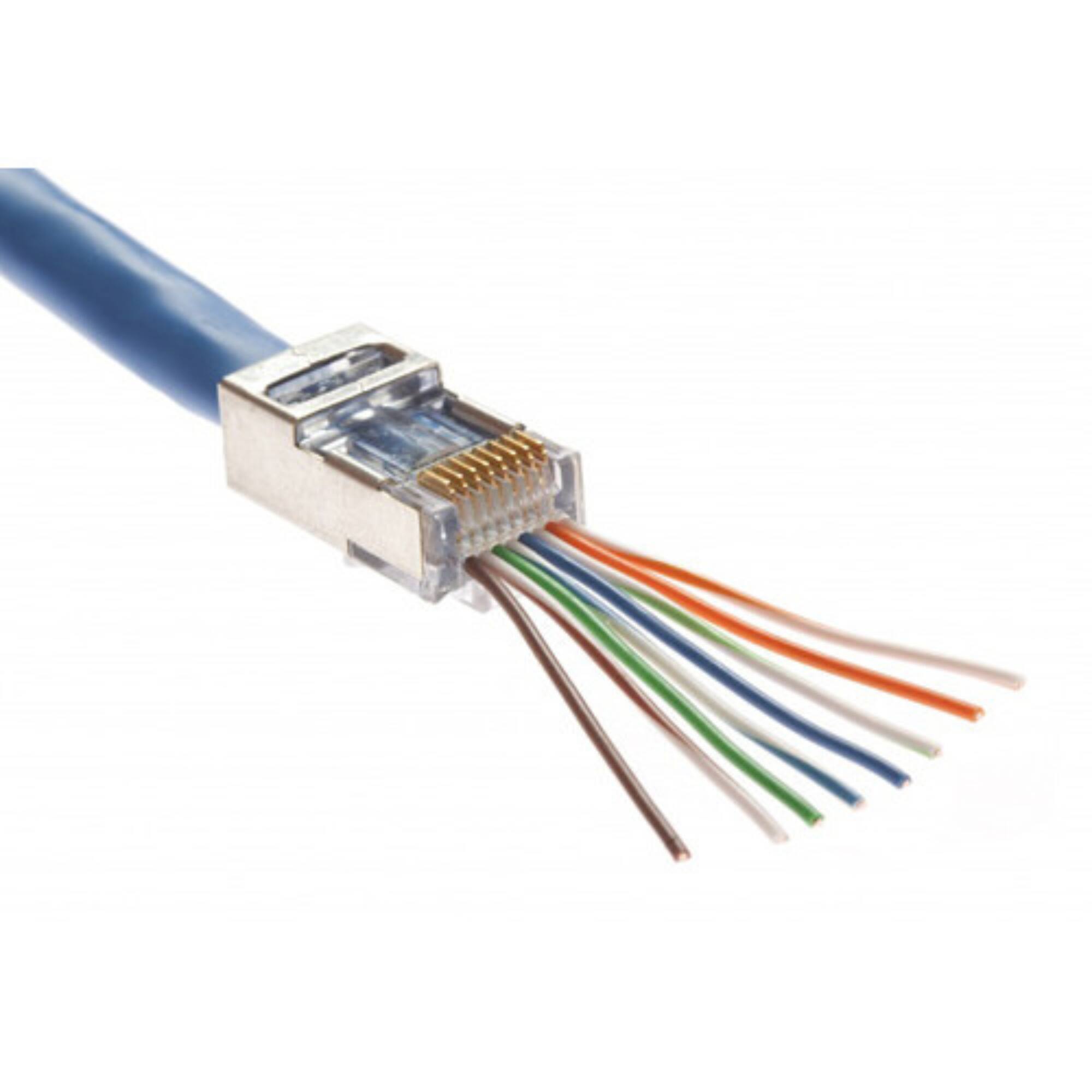Platinum Tools Shielded EZ RJ45 Connectors for CAT5e & CAT6, Jar of 50 ...