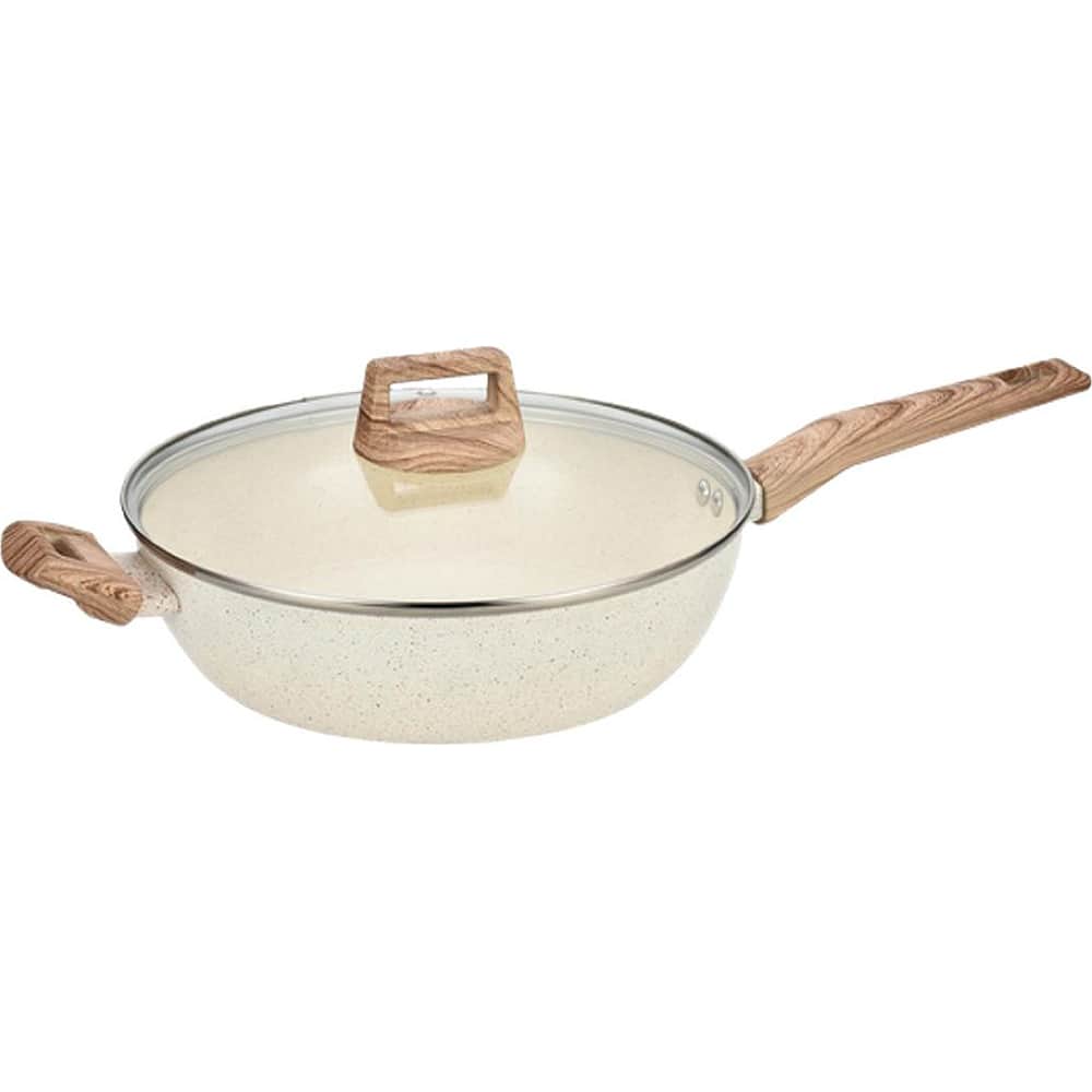 Hamilton Beach - 11" Forged Aluminum Sauté Pan - Beige - Cream/Beige/Almond
