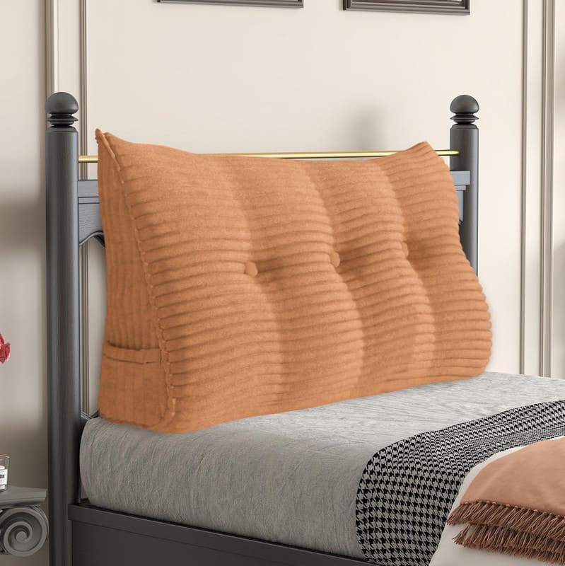 wowmax - Wedge Pillow Headboard for Twin - Bolster Pillow with Removable Cordury Cover - Pink