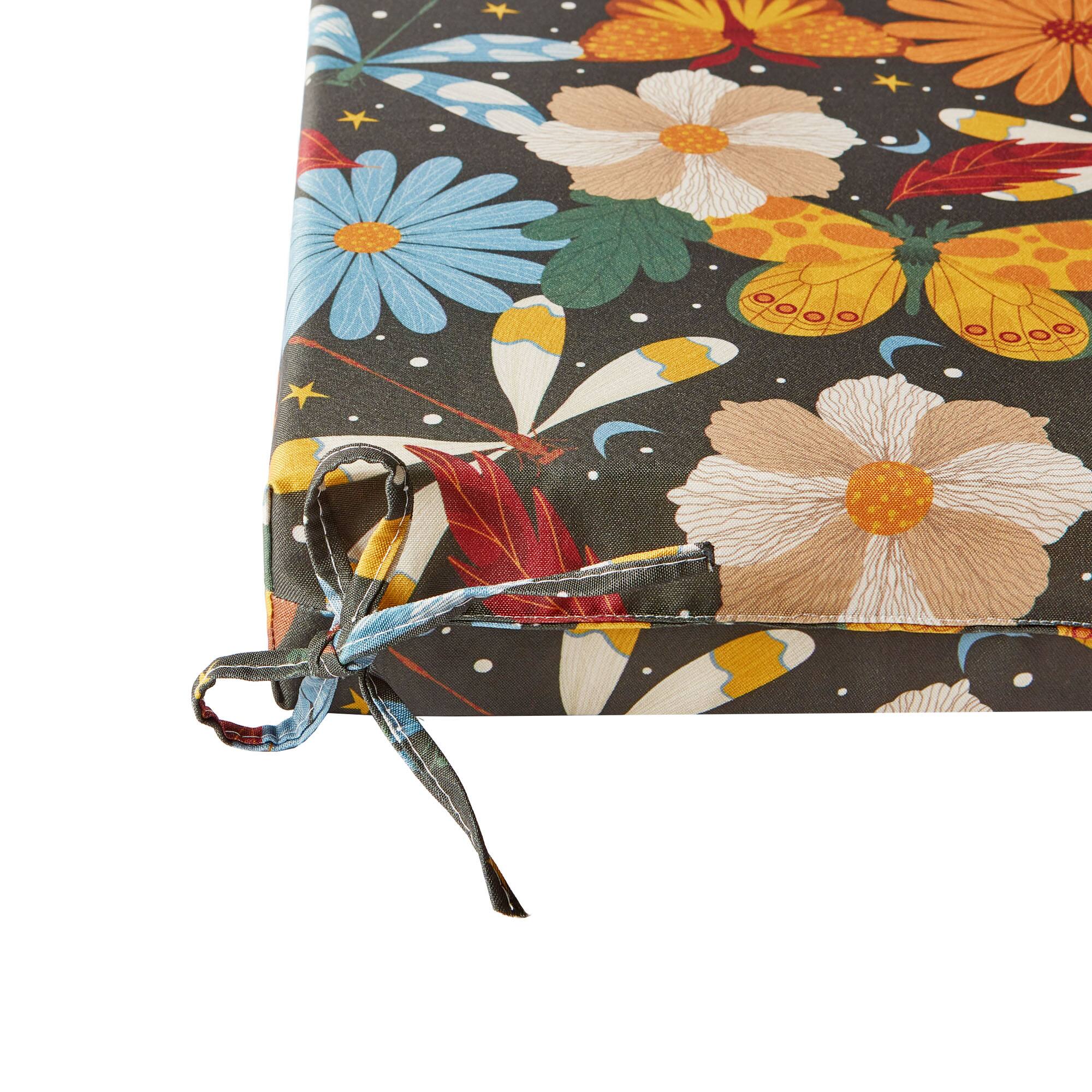 Back. Peace Nest - Peace Nest Waterproof Outdoor Chair Cushions Set of 4 with Ties for Patio Furniture, Floral,18.5x16x3" Square Corner - Floral.