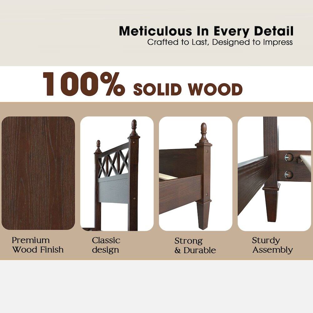 Meticulous In Every Detail  
Crafted to Last, Designed to Impress  

100% SOLID WOOD  

Premium Wood Finish  
Classic design  
Strong & Durable  
Sturdy Assembly