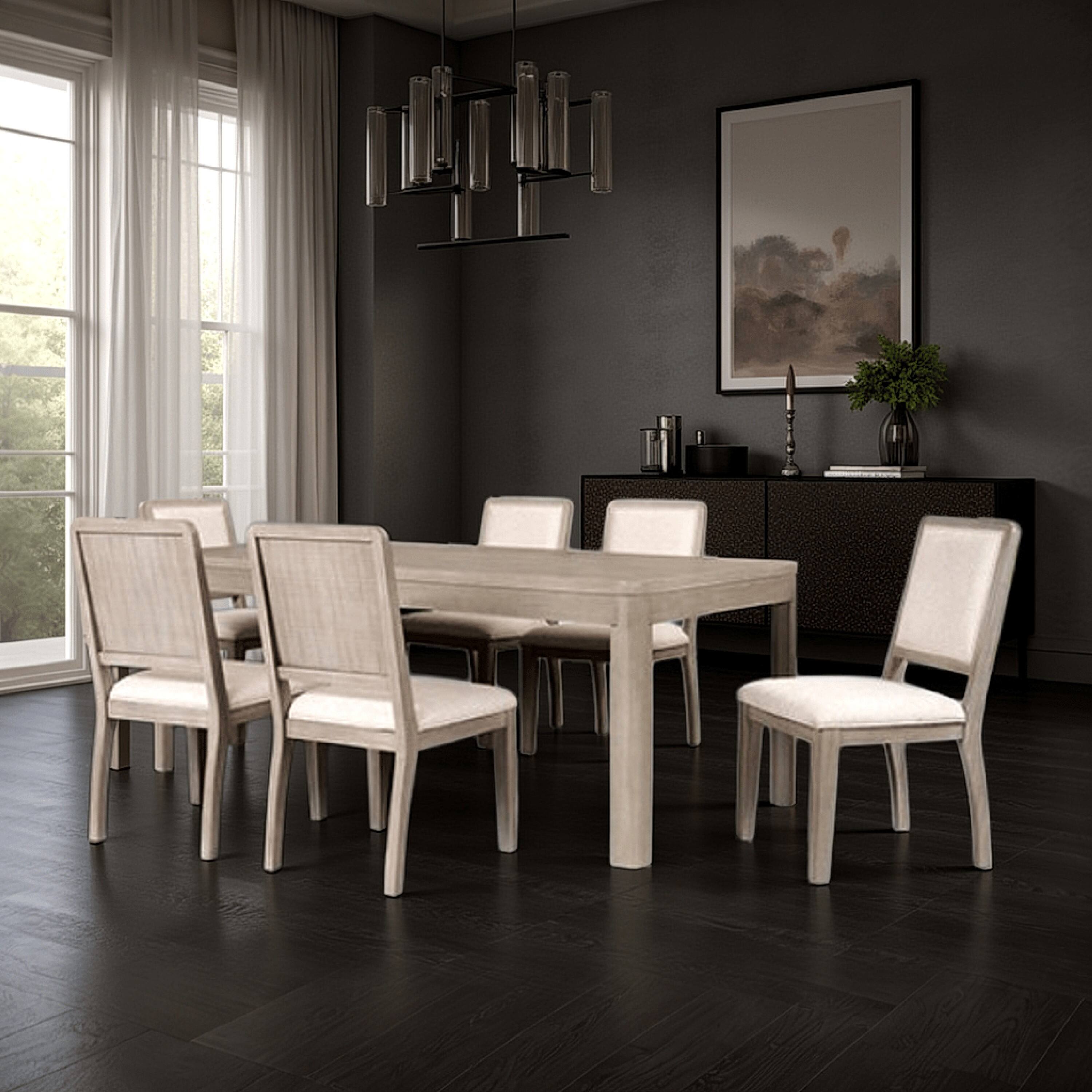 Alt View 5. Manhattan Lane - Giva Dining Table, Farmhouse Rectangular Natural Brown Wood 78 Inch - Natural Oak Brown.