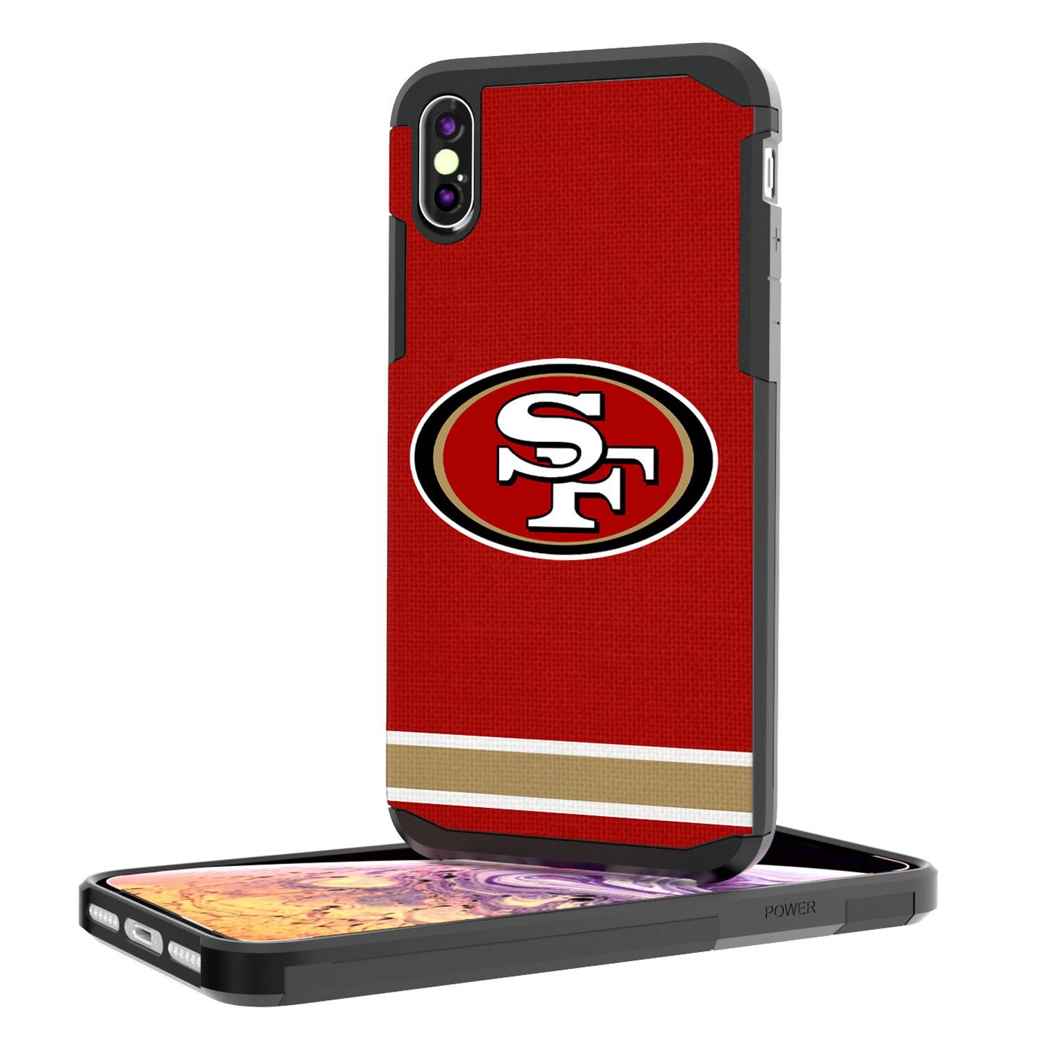 Alt View 1. Keyscaper - San Francisco 49ers iPhone Rugged Stripe Design Case - 13 Pro - Multicolor.