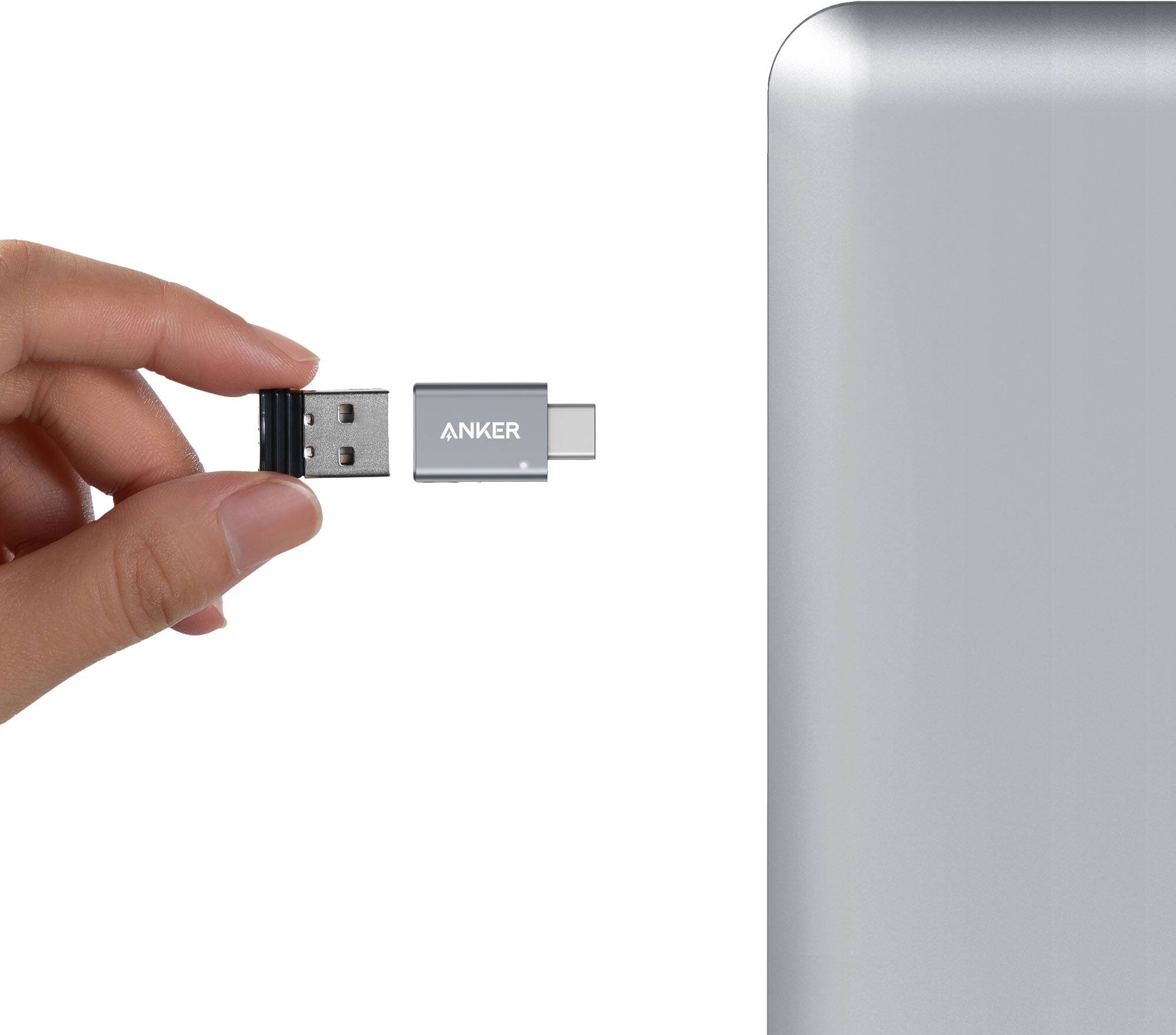 Left. Anker - USB-C to USB 3.0 Female Adapter 2-pack - Gray.