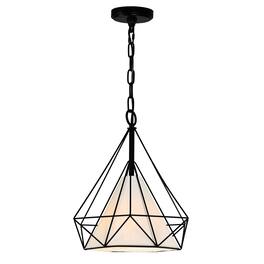 CWI Lighting - Diamond 1 Light Down Pendant With Finish - Black