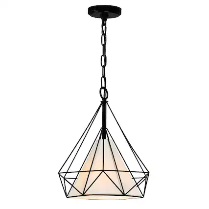 Front. CWI Lighting - Diamond 1 Light Down Pendant With Black Finish - Black.