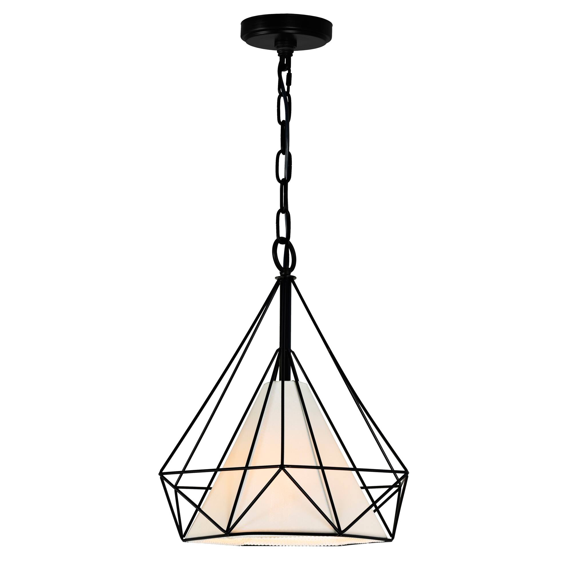 Front. CWI Lighting - Diamond 1 Light Down Pendant With Black Finish - Black.