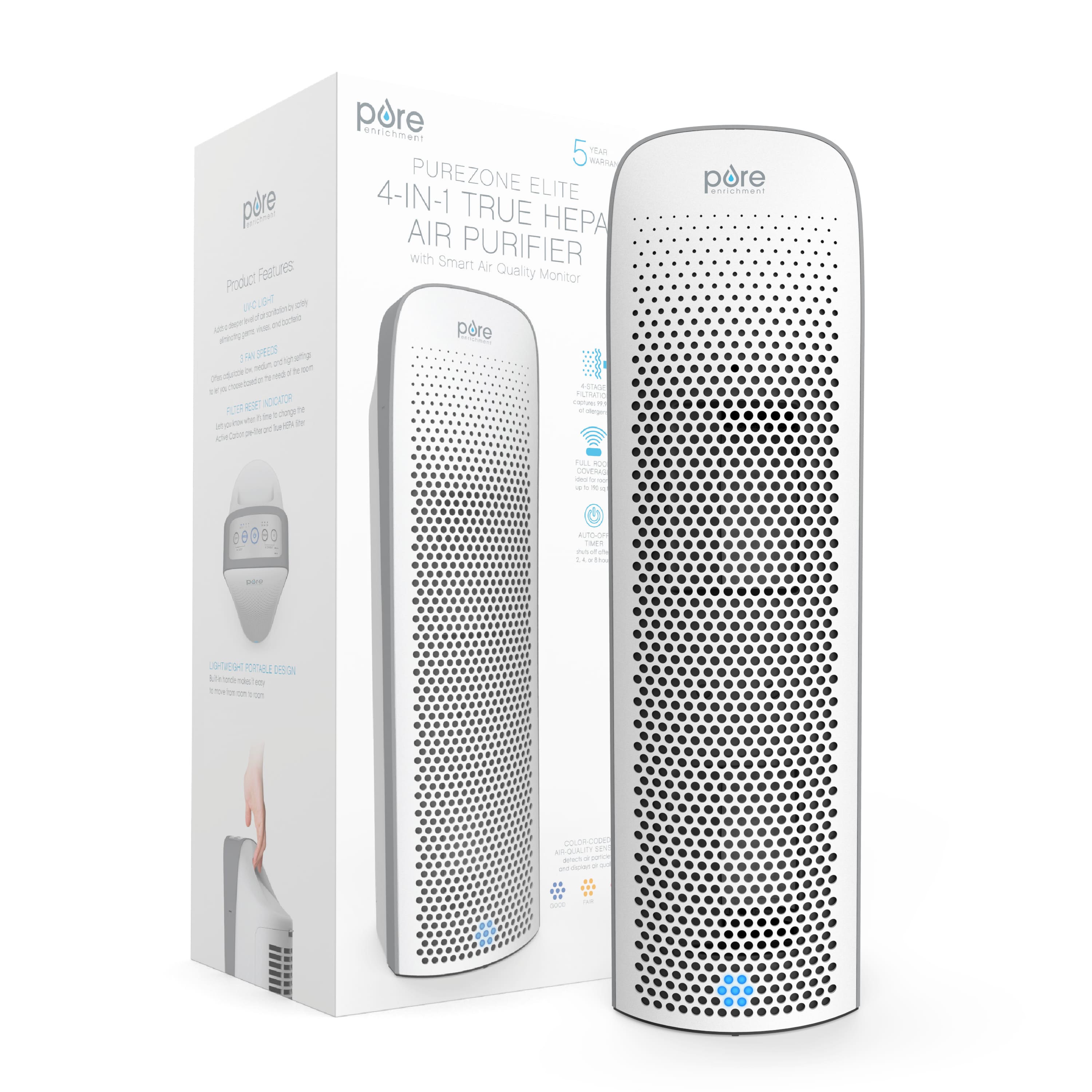 Pure Enrichment - PureZone Elite 4-in-1 True HEPA Air Purifier - White - Front_Zoom
