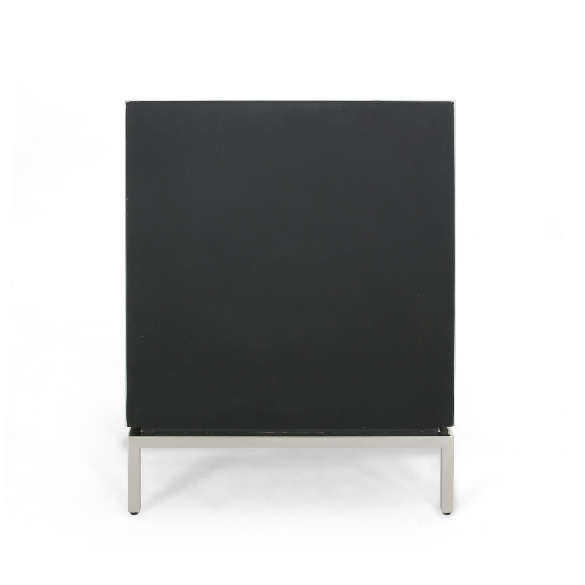 Alt View 5. Boyel Living - Modern White Elegant 2-Drawer Nightstand with Silver Mirrored Edge and Legs. End Table with Drawer and Cabinet - White.