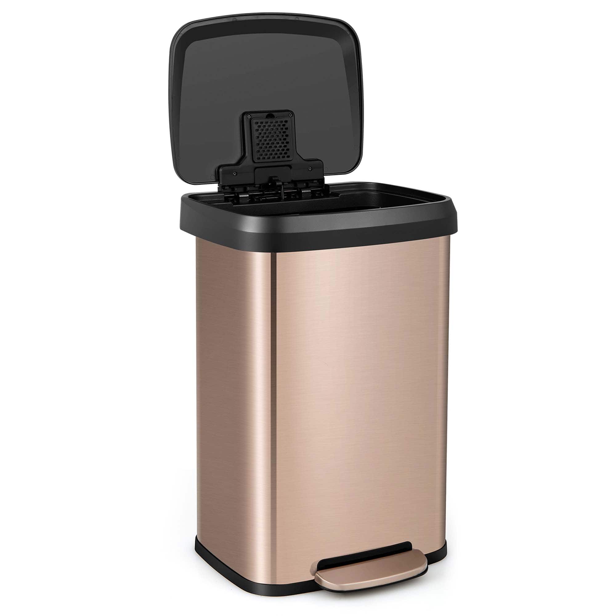 Costway - 13.2 Gallon Step Trash Can Stainless Steel Airtight Garbage Bin for Home Kitchen - Rose Gold