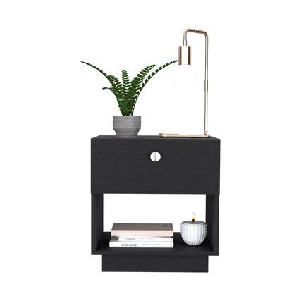 Front. Treevol Furniture - Nightstand Viliigili , Bedroom, Black - Black.