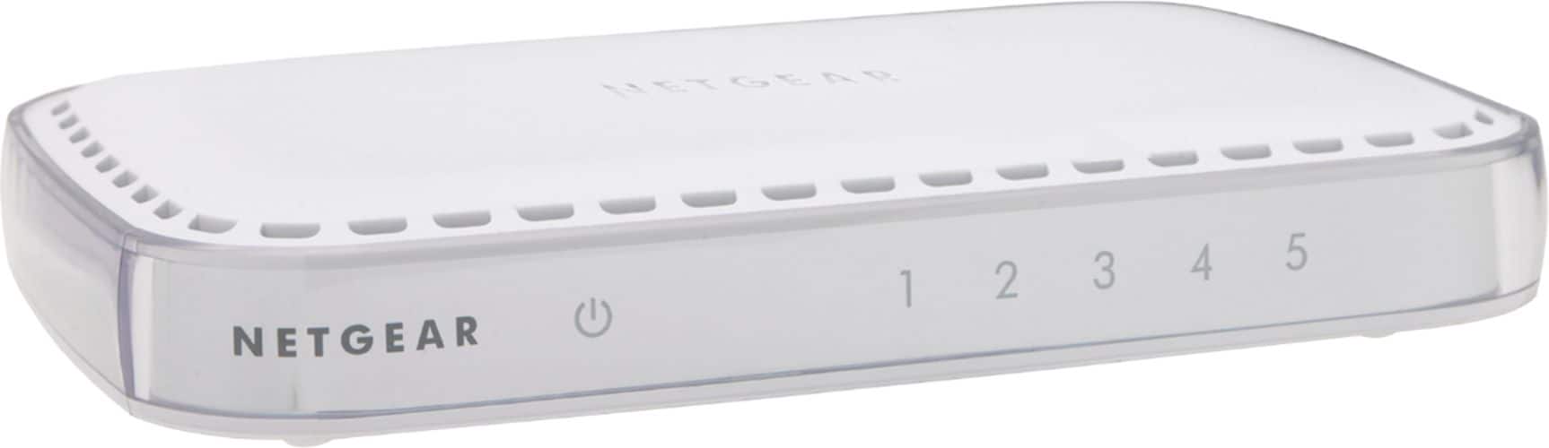 Angle. NETGEAR - 5-Port 10/100/1000 Mbps Gigabit Unmanaged Switch - White.