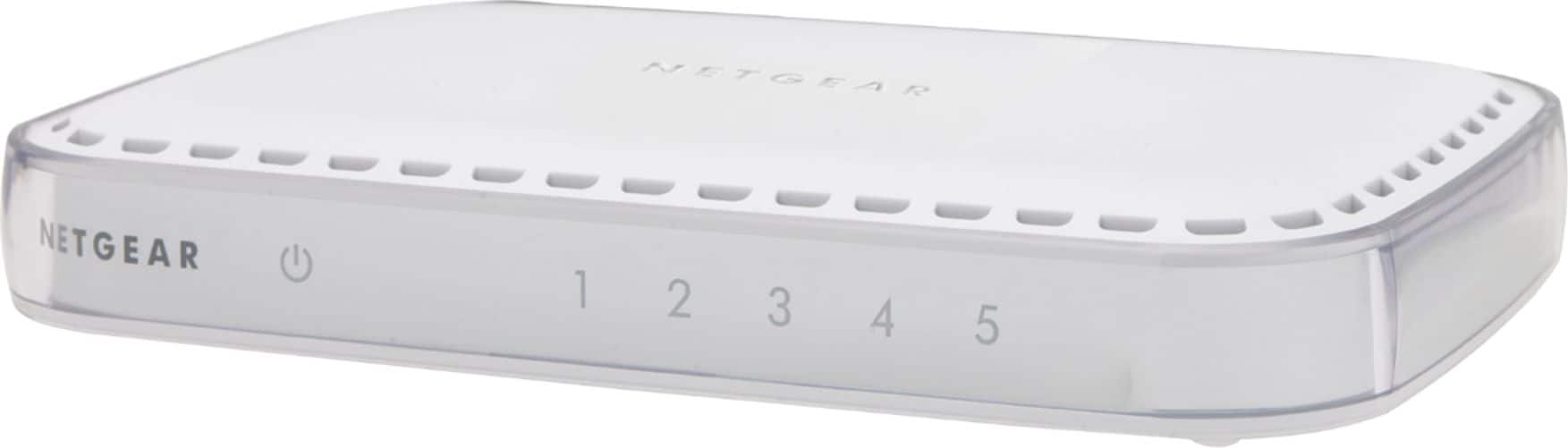 Left. NETGEAR - 5-Port 10/100/1000 Mbps Gigabit Unmanaged Switch - White.