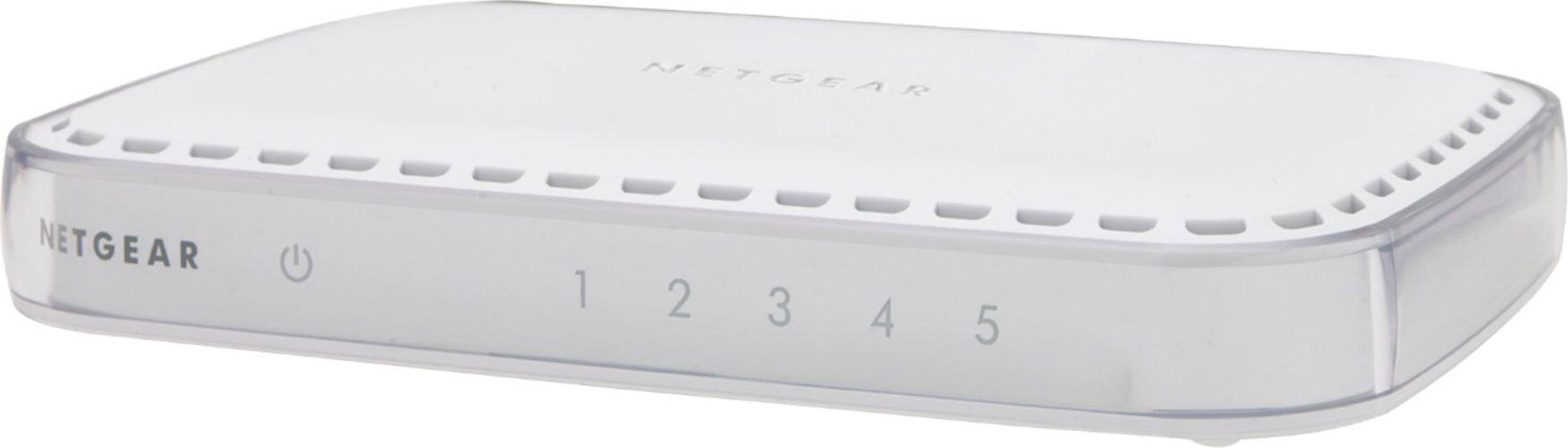 Left. NETGEAR - 5-Port 10/100/1000 Mbps Gigabit Unmanaged Switch - White.
