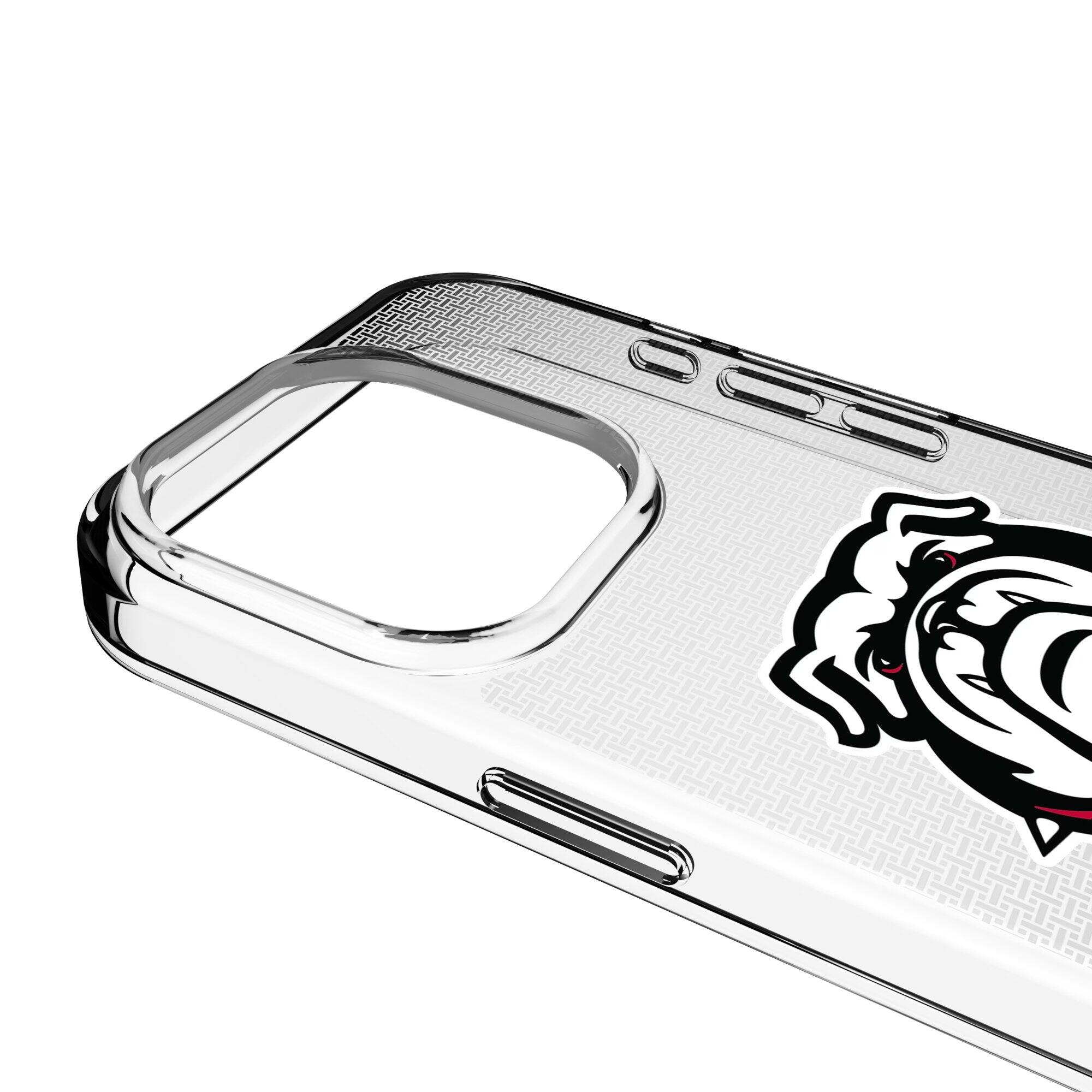 Alt View 2. Keyscaper - Georgia Bulldogs Linen Logo iPhone Clear Case - 16 - Multicolor.