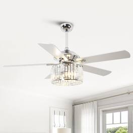Parrot Uncle - 52" Modern Crystal Ceiling Fan with Remote - Chrome