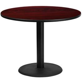 Flash Furniture - Graniss 42'' Round Mahogany Laminate Table Top with 24'' Round Table Height Base - Brown