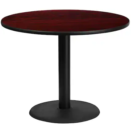Front. Flash Furniture - Graniss 42'' Round Mahogany Laminate Table Top with 24'' Round Table Height Base - Brown.