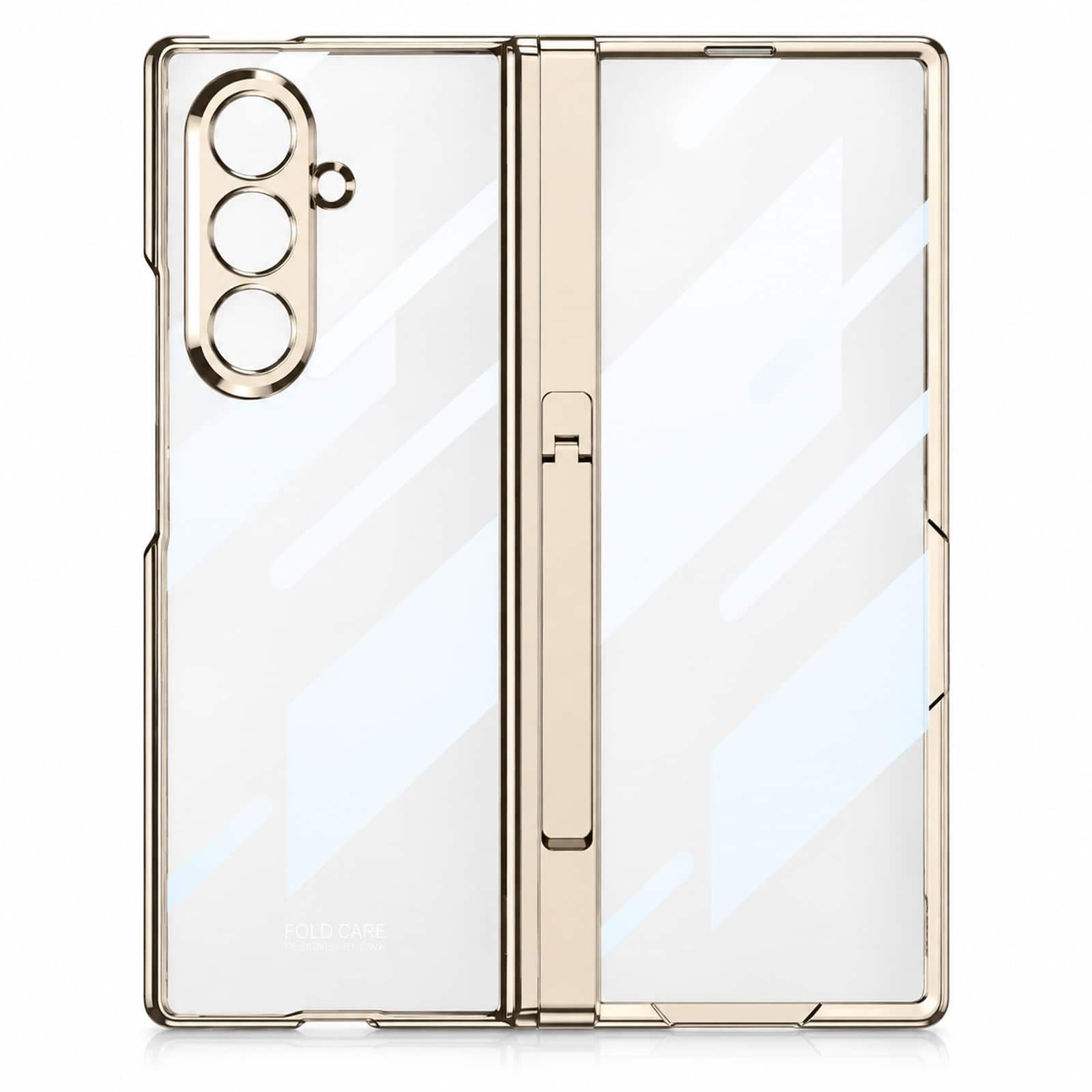 Dteck - Clear Case for Samsung Galaxy Z Fold8 Ultra with Screen Protector, Full Hinge Protection with Metal Stand - Gold